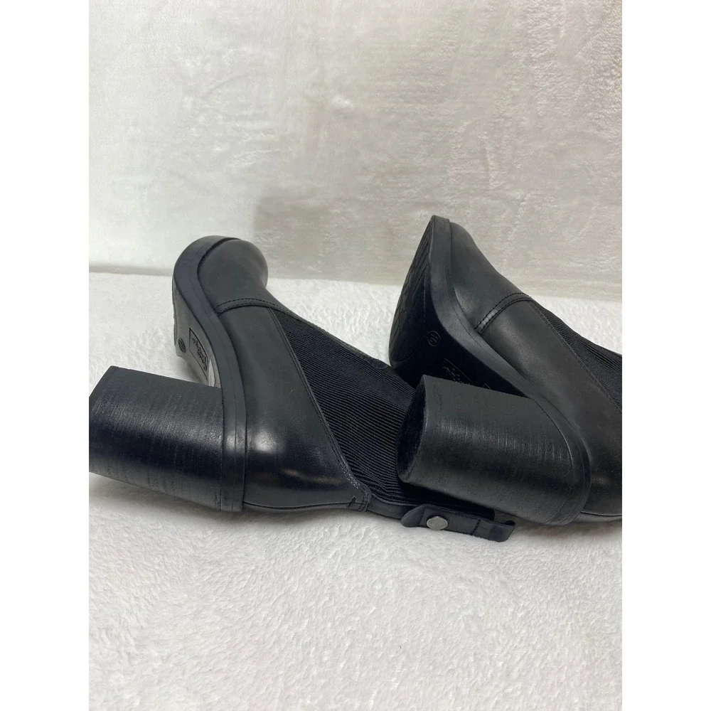 Crown Vintage Adventure Block Heel Black Leather Classic Chelsea Boots‎ Size 9.5